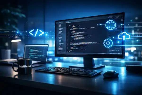 Espace de travail optimisé d'un développeur Symfony freelance CodeMillennium